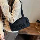 Simple Shoulder Bag For Women Drawstring Decoration Lightweight Large Capacity Zipper Closure Fitness Bag For Daily Use/Fitness