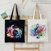 Women Handbags Music Notation Canvas Bag Funny Watercolor Music Note Shoulder Bag for Teen Fashion Design Side Bag for Ladies