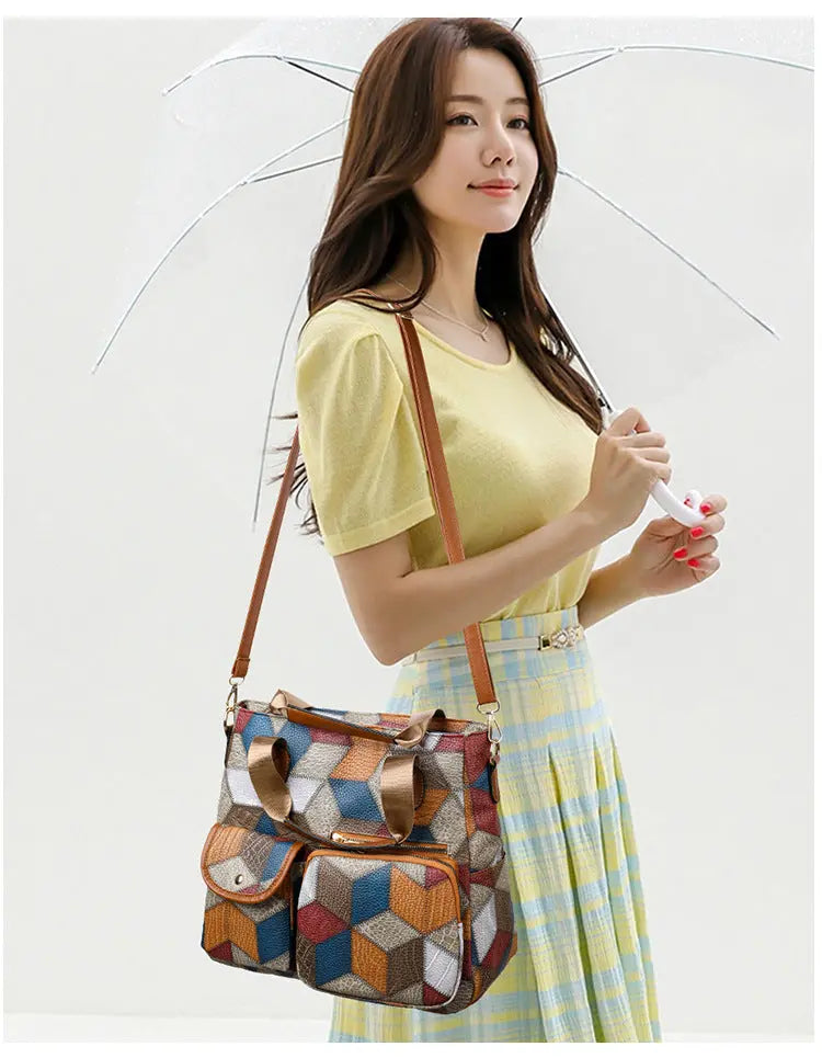 Women's Handbag Women's Shoulder Bag Fashion Purse Vintage Leather Bag Large Capacity Handbag Inclined Shoulder Bag Mom's Bag