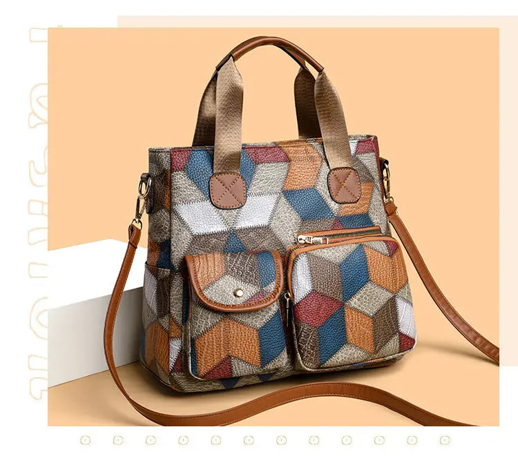 Women's Handbag Women's Shoulder Bag Fashion Purse Vintage Leather Bag Large Capacity Handbag Inclined Shoulder Bag Mom's Bag