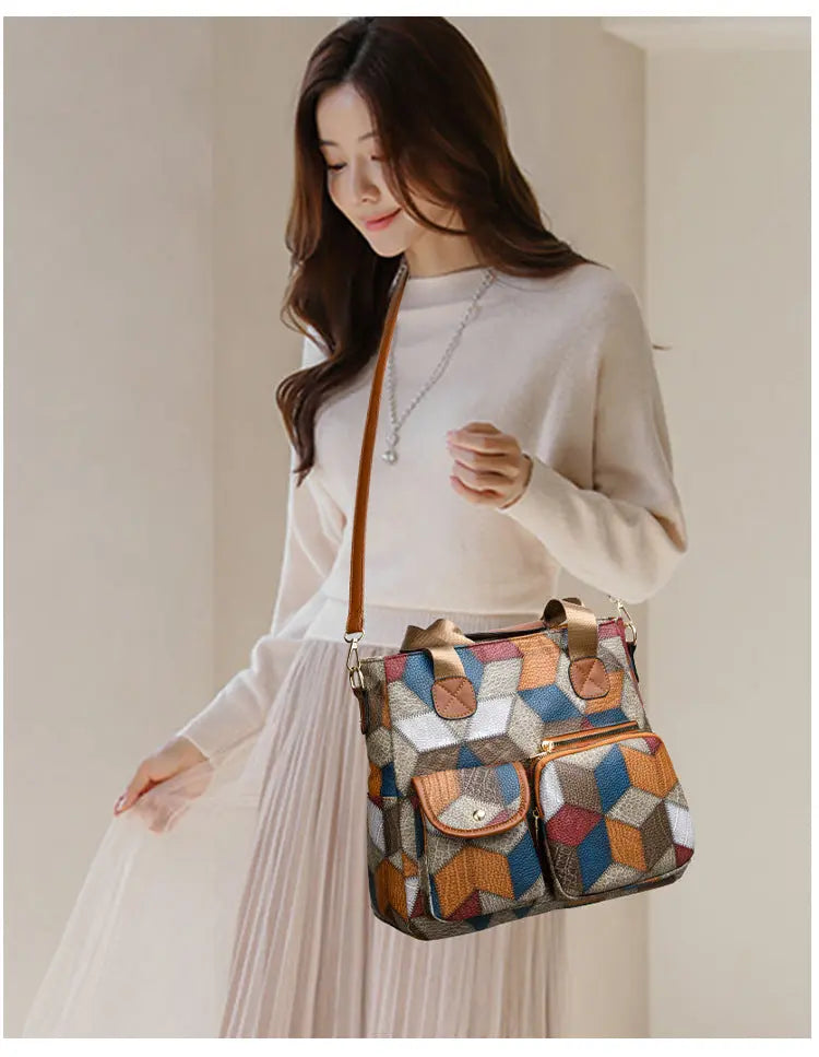 Women's Handbag Women's Shoulder Bag Fashion Purse Vintage Leather Bag Large Capacity Handbag Inclined Shoulder Bag Mom's Bag