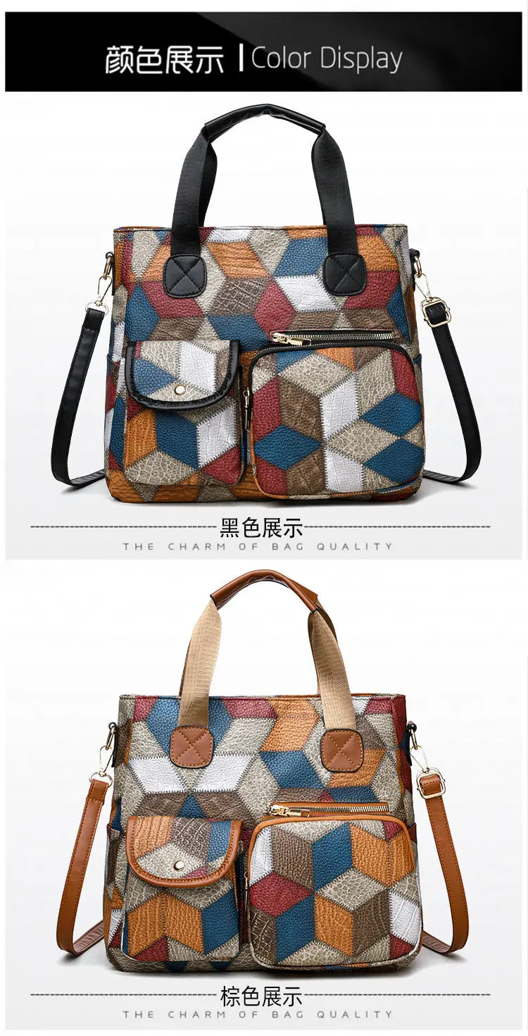 Women's Handbag Women's Shoulder Bag Fashion Purse Vintage Leather Bag Large Capacity Handbag Inclined Shoulder Bag Mom's Bag