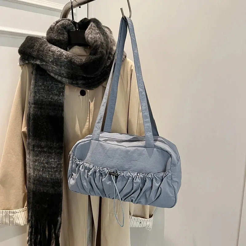Simple Shoulder Bag For Women Drawstring Decoration Lightweight Large Capacity Zipper Closure Fitness Bag For Daily Use/Fitness