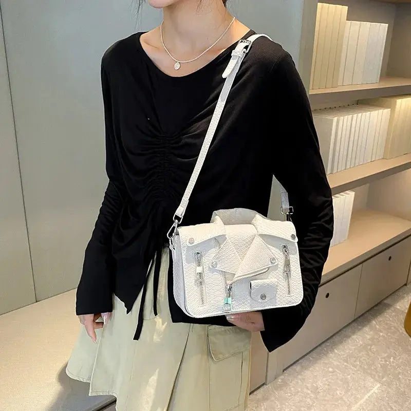 Shoulder Bag Tote 2025 Trend Lapel Jacket Women's Bag  Purse Fashion Rivets Zipper Female Crossbody Bag Luxury Handbag