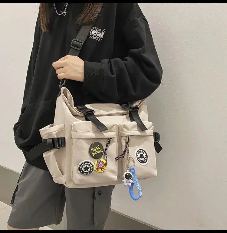Shoulder bag, men's bag, new trendy brand, casual fashion crossbody bag, handy, simple and versatile, student cargo backpack