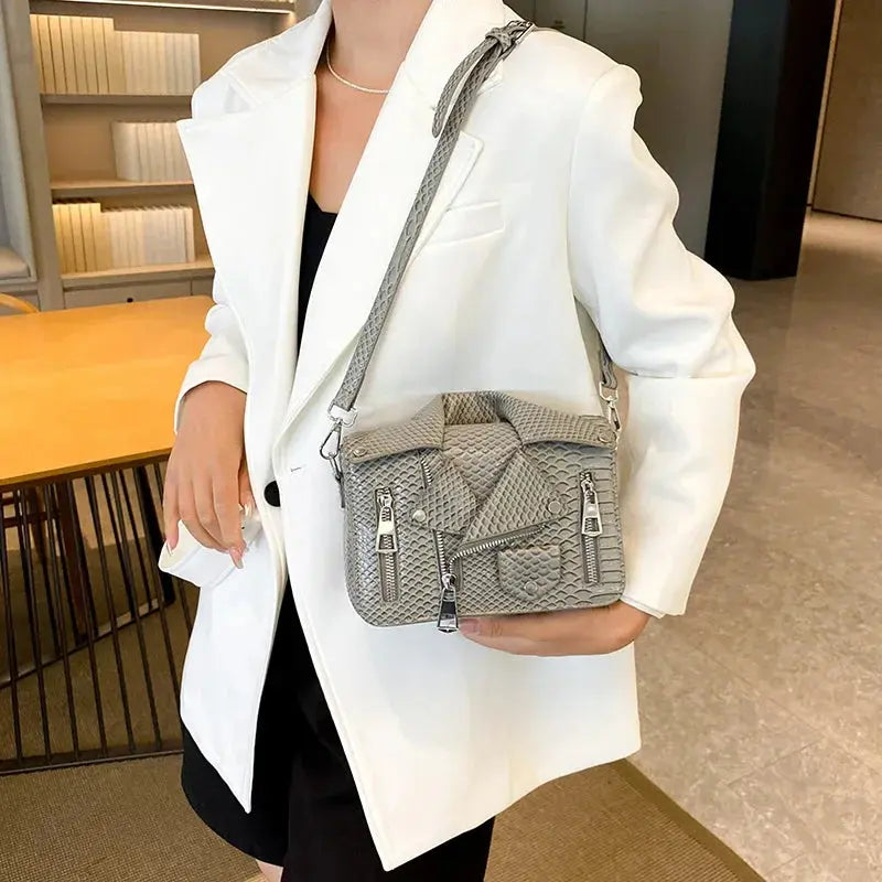Shoulder Bag Tote 2025 Trend Lapel Jacket Women's Bag  Purse Fashion Rivets Zipper Female Crossbody Bag Luxury Handbag
