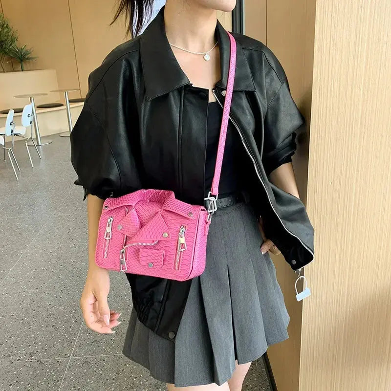 Shoulder Bag Tote 2025 Trend Lapel Jacket Women's Bag  Purse Fashion Rivets Zipper Female Crossbody Bag Luxury Handbag