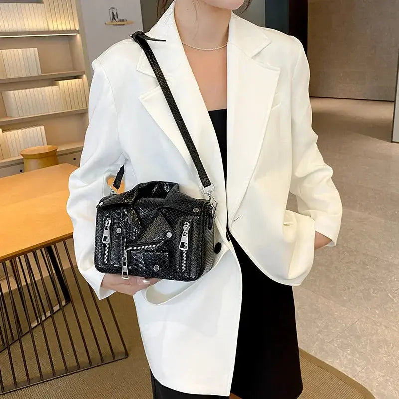 Shoulder Bag Tote 2025 Trend Lapel Jacket Women's Bag  Purse Fashion Rivets Zipper Female Crossbody Bag Luxury Handbag