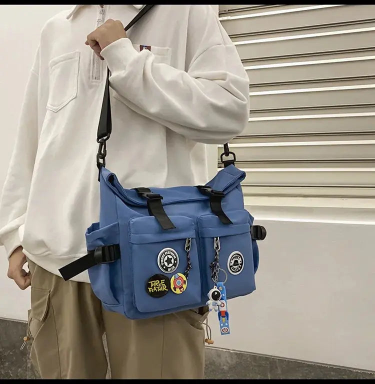 Shoulder bag, men's bag, new trendy brand, casual fashion crossbody bag, handy, simple and versatile, student cargo backpack