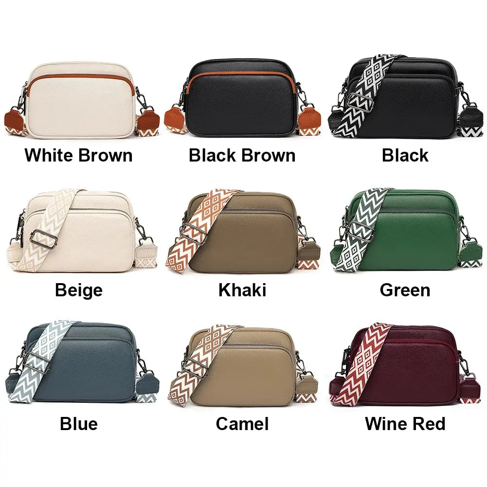 Genuine Leather Women Shoulder Bag Wide Strap Solid Color Crossbody Bags Luxury Design Handbags Mobile Phone Bag bolsa feminina