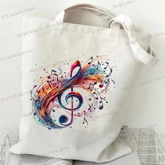 Women Handbags Music Notation Canvas Bag Funny Watercolor Music Note Shoulder Bag for Teen Fashion Design Side Bag for Ladies
