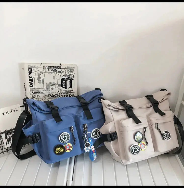 Shoulder bag, men's bag, new trendy brand, casual fashion crossbody bag, handy, simple and versatile, student cargo backpack