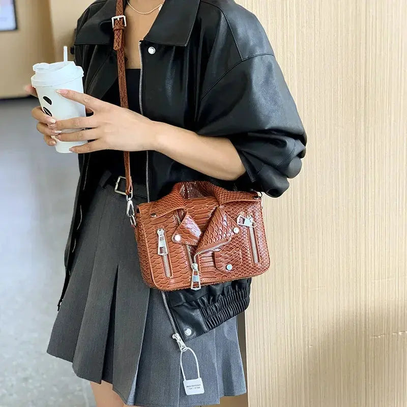 Shoulder Bag Tote 2025 Trend Lapel Jacket Women's Bag  Purse Fashion Rivets Zipper Female Crossbody Bag Luxury Handbag