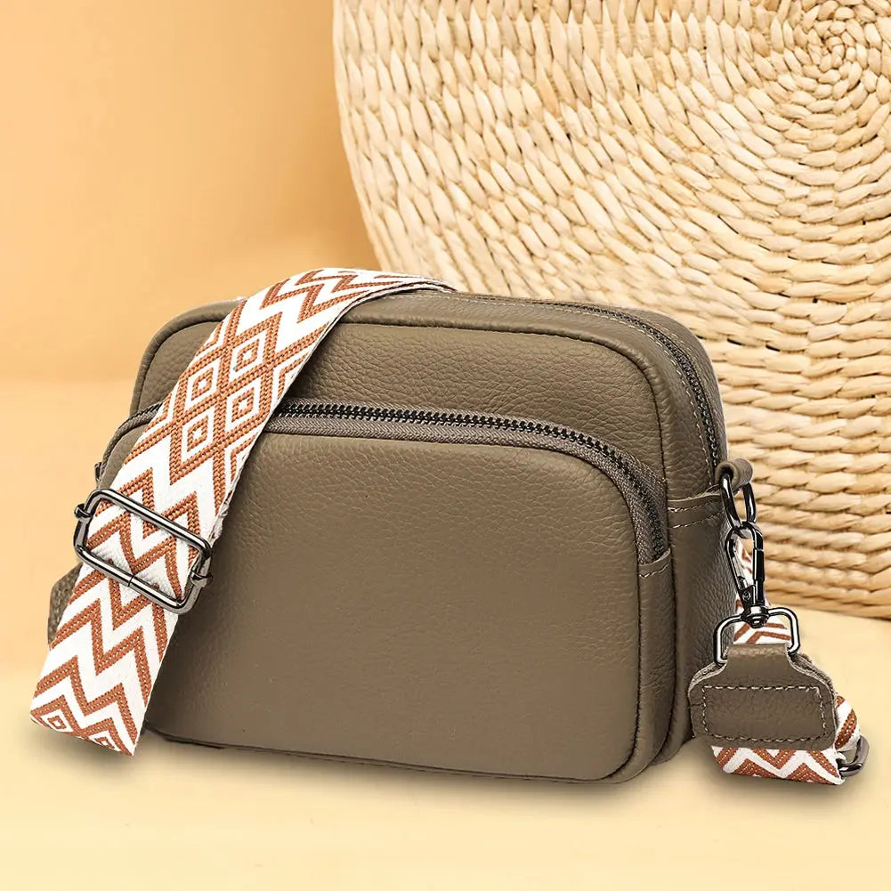 Genuine Leather Women Shoulder Bag Wide Strap Solid Color Crossbody Bags Luxury Design Handbags Mobile Phone Bag bolsa feminina