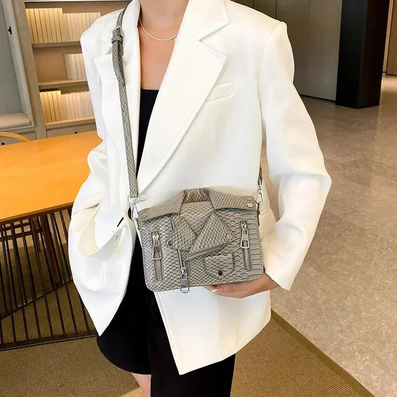 Shoulder Bag Tote 2025 Trend Lapel Jacket Women's Bag  Purse Fashion Rivets Zipper Female Crossbody Bag Luxury Handbag