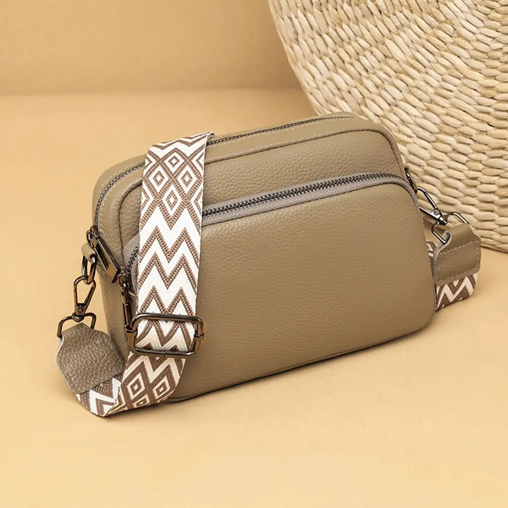 Genuine Leather Women Shoulder Bag Wide Strap Solid Color Crossbody Bags Luxury Design Handbags Mobile Phone Bag bolsa feminina