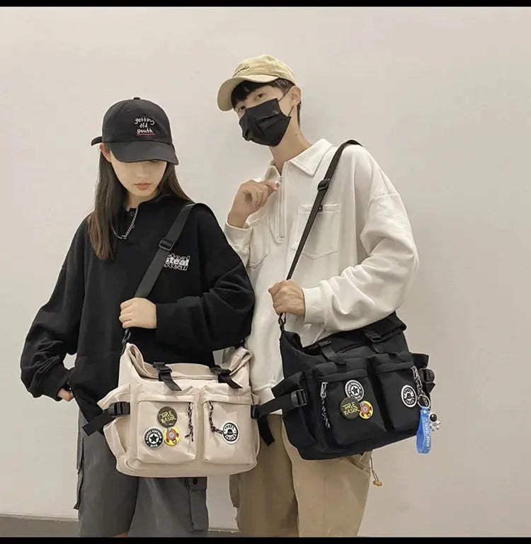 Shoulder bag, men's bag, new trendy brand, casual fashion crossbody bag, handy, simple and versatile, student cargo backpack