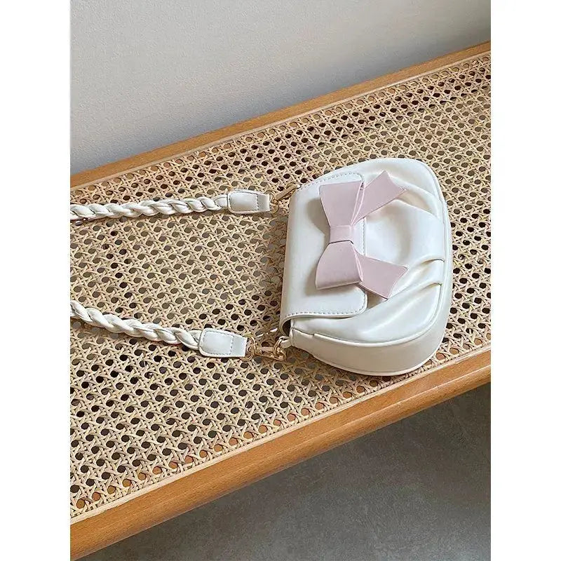 Shoulder Bags Women Bow Sweet Handbags Pleated Crossbody Soft Little PU Leather Bag Gentle All-match Portable Underarm