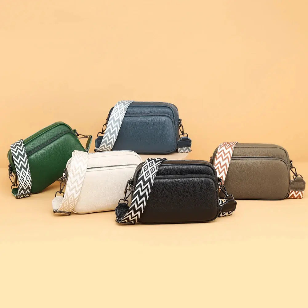 Genuine Leather Women Shoulder Bag Wide Strap Solid Color Crossbody Bags Luxury Design Handbags Mobile Phone Bag bolsa feminina