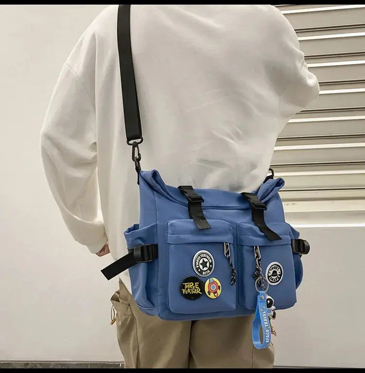 Shoulder bag, men's bag, new trendy brand, casual fashion crossbody bag, handy, simple and versatile, student cargo backpack