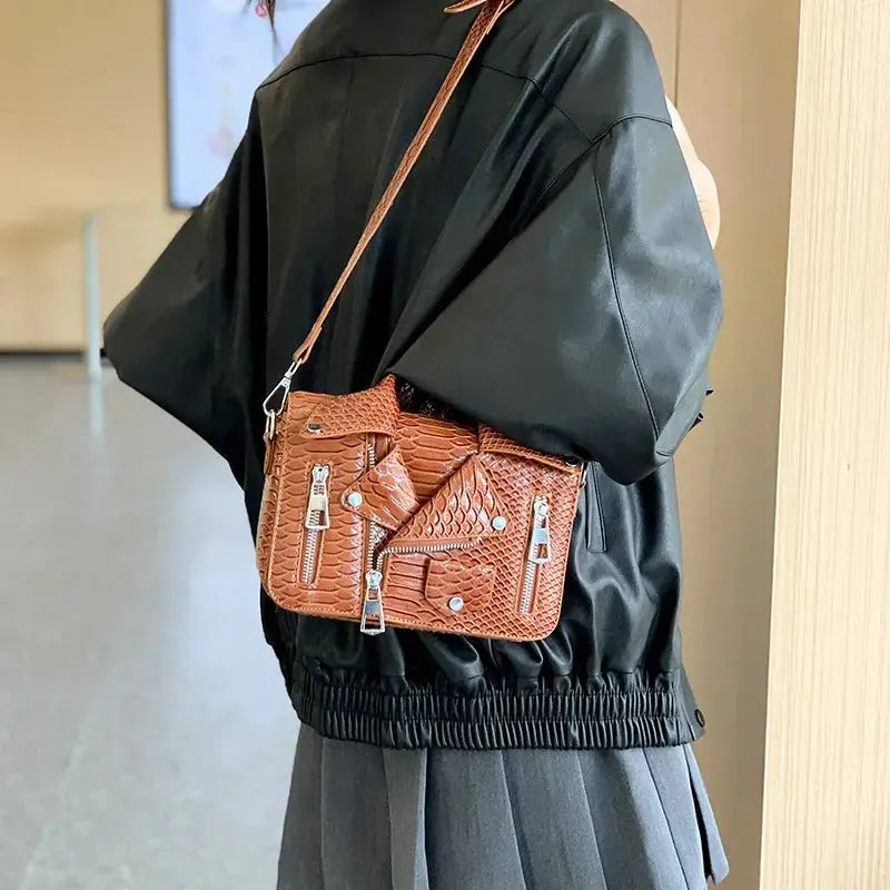 Shoulder Bag Tote 2025 Trend Lapel Jacket Women's Bag  Purse Fashion Rivets Zipper Female Crossbody Bag Luxury Handbag