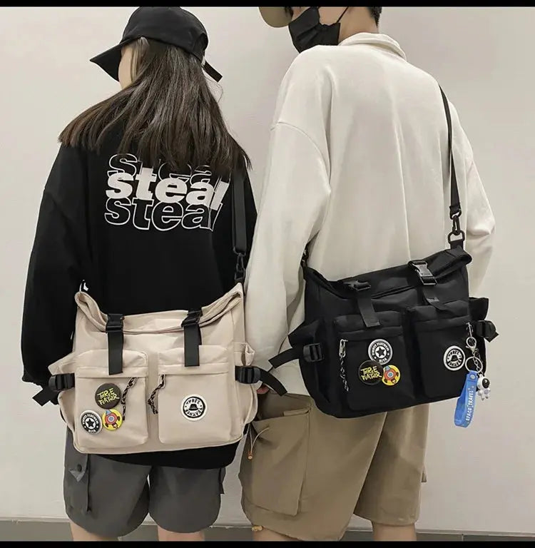 Shoulder bag, men's bag, new trendy brand, casual fashion crossbody bag, handy, simple and versatile, student cargo backpack