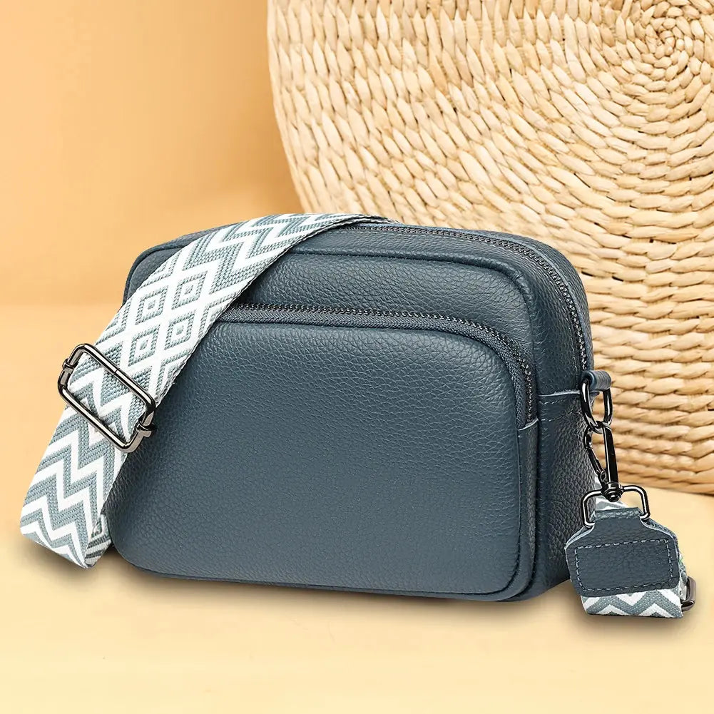Genuine Leather Women Shoulder Bag Wide Strap Solid Color Crossbody Bags Luxury Design Handbags Mobile Phone Bag bolsa feminina