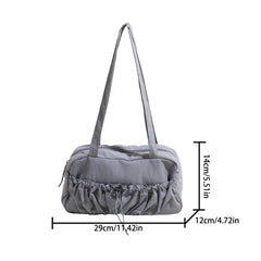 Simple Shoulder Bag For Women Drawstring Decoration Lightweight Large Capacity Zipper Closure Fitness Bag For Daily Use/Fitness