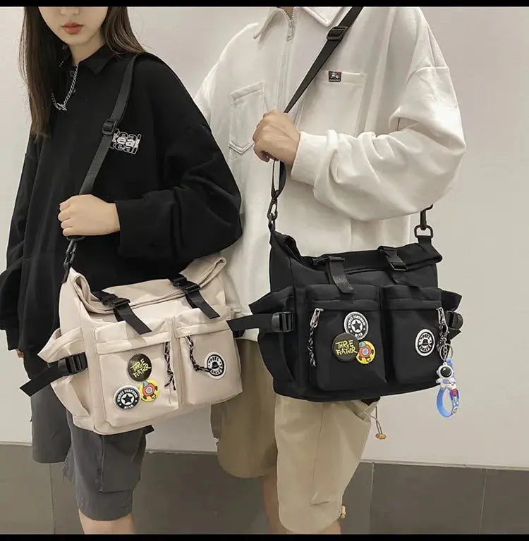 Shoulder bag, men's bag, new trendy brand, casual fashion crossbody bag, handy, simple and versatile, student cargo backpack