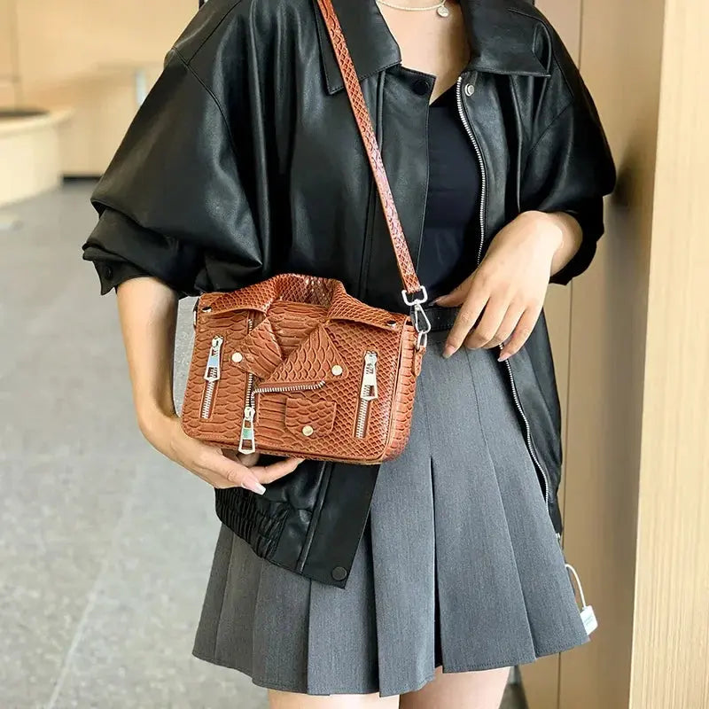 Shoulder Bag Tote 2025 Trend Lapel Jacket Women's Bag  Purse Fashion Rivets Zipper Female Crossbody Bag Luxury Handbag