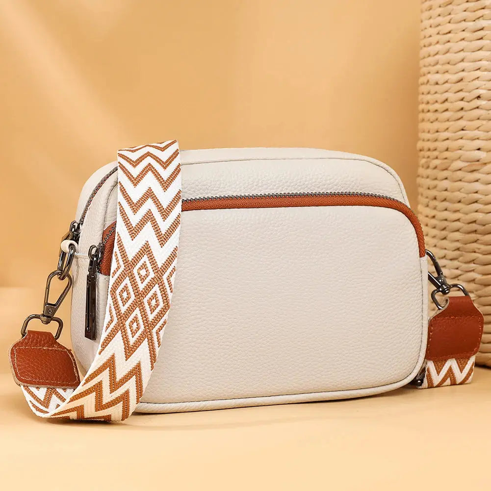Genuine Leather Women Shoulder Bag Wide Strap Solid Color Crossbody Bags Luxury Design Handbags Mobile Phone Bag bolsa feminina