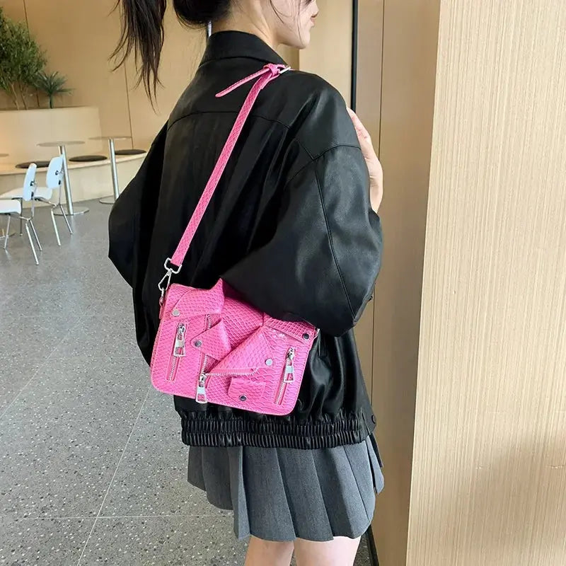 Shoulder Bag Tote 2025 Trend Lapel Jacket Women's Bag  Purse Fashion Rivets Zipper Female Crossbody Bag Luxury Handbag