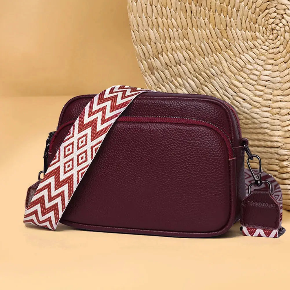 Genuine Leather Women Shoulder Bag Wide Strap Solid Color Crossbody Bags Luxury Design Handbags Mobile Phone Bag bolsa feminina