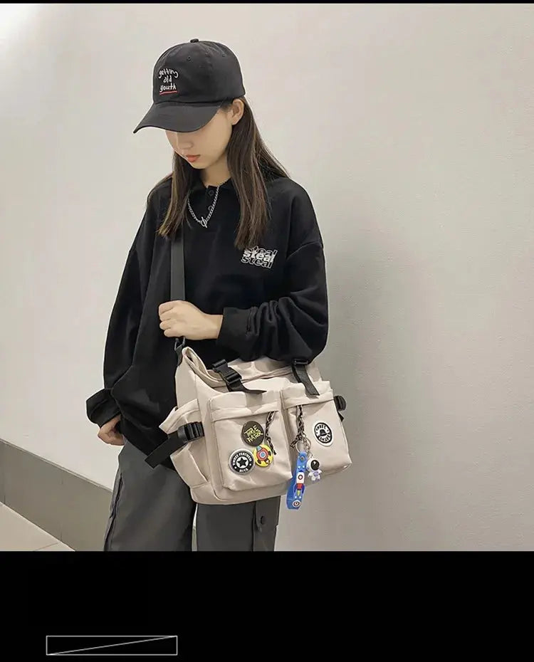 Shoulder bag, men's bag, new trendy brand, casual fashion crossbody bag, handy, simple and versatile, student cargo backpack