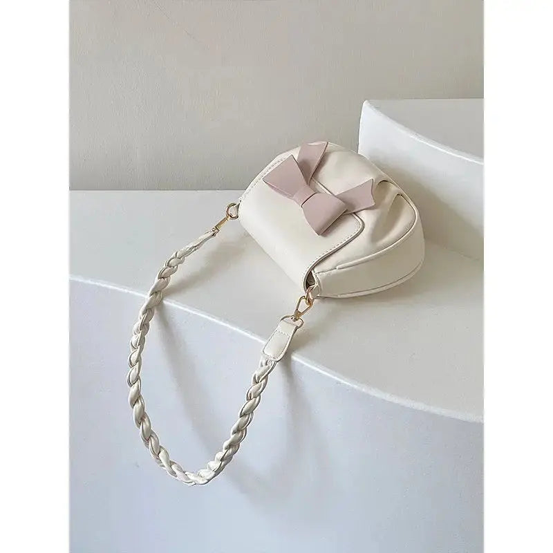 Shoulder Bags Women Bow Sweet Handbags Pleated Crossbody Soft Little PU Leather Bag Gentle All-match Portable Underarm