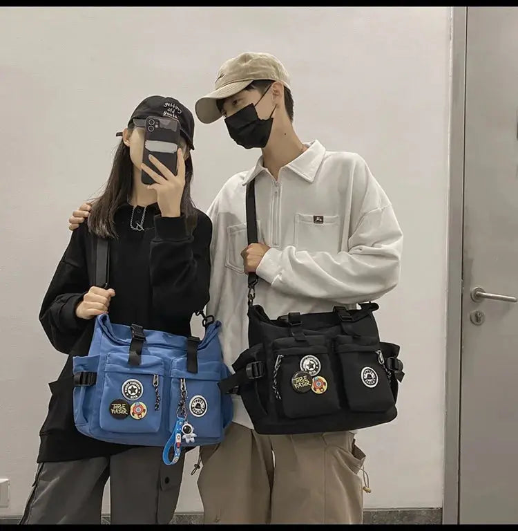 Shoulder bag, men's bag, new trendy brand, casual fashion crossbody bag, handy, simple and versatile, student cargo backpack