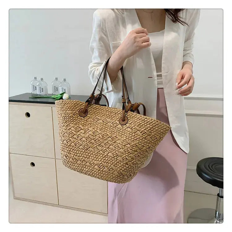 Handmade Women's Handbags big  Woven Female Shoulder Bag Summer Straw Beach Bags Shopper Baskets Bohemian Rattan Tote Bag