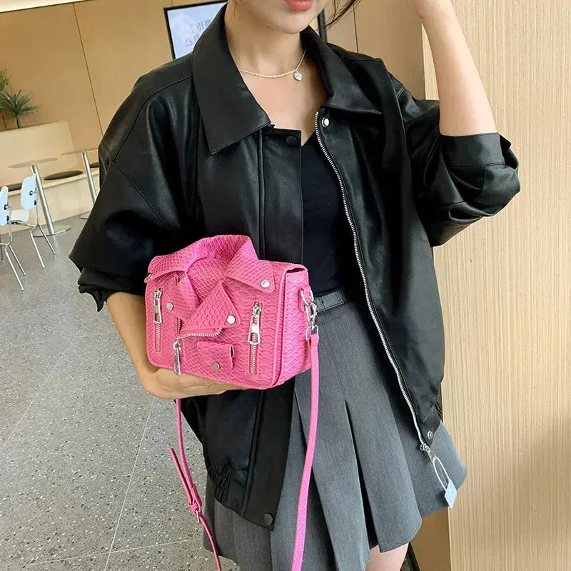 Shoulder Bag Tote 2025 Trend Lapel Jacket Women's Bag  Purse Fashion Rivets Zipper Female Crossbody Bag Luxury Handbag