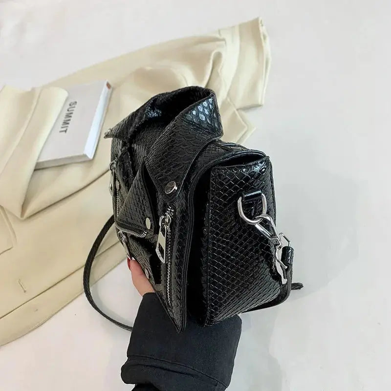 Shoulder Bag Tote 2025 Trend Lapel Jacket Women's Bag  Purse Fashion Rivets Zipper Female Crossbody Bag Luxury Handbag