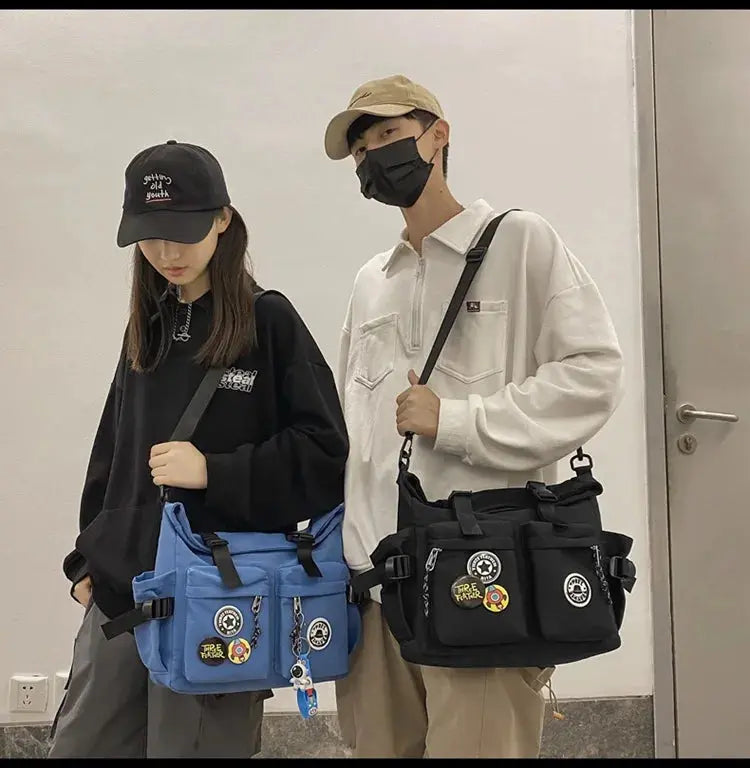 Shoulder bag, men's bag, new trendy brand, casual fashion crossbody bag, handy, simple and versatile, student cargo backpack